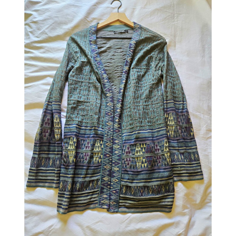Peruvian Connection Open Cardigan Southwestern Boho Coastal Cowgirl Western MED